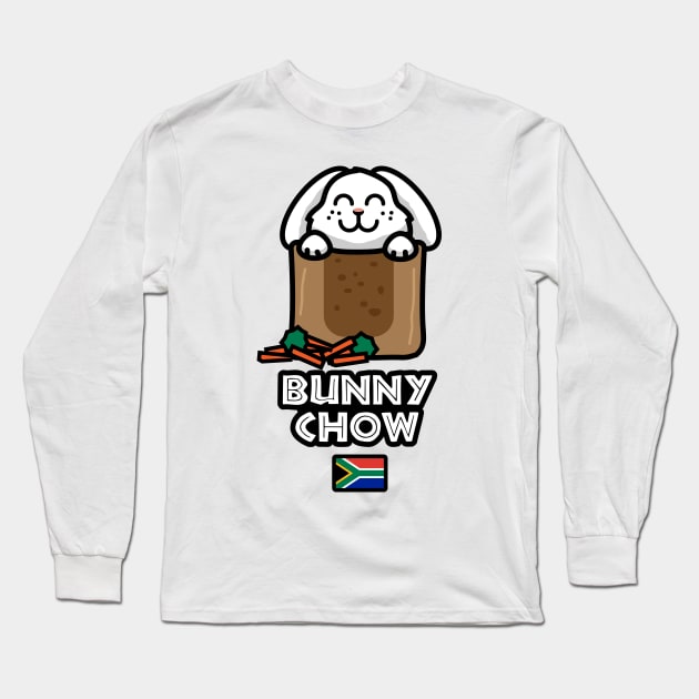 Bunny Chow South Africa Food Funny Cute Rabbit Long Sleeve T-Shirt by BraaiNinja